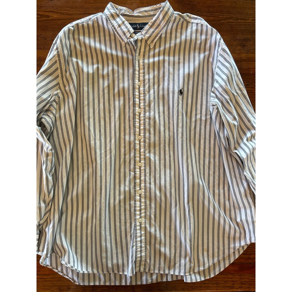 Ralph Lauren Classic Fit Striped Button Down 3XB Stamped Collar